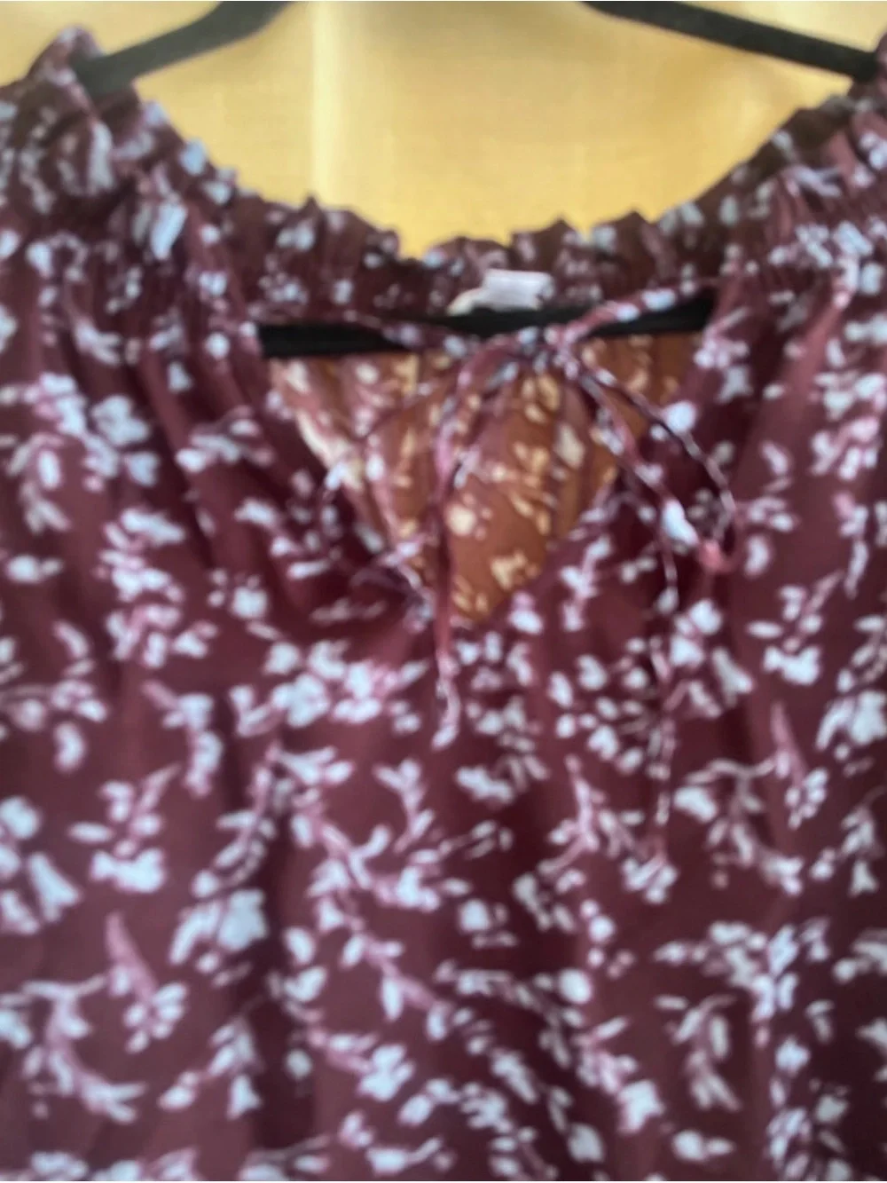 Time and Tru Burgundy Floral Long-Sleeve Blouse - Picture 4 of 4